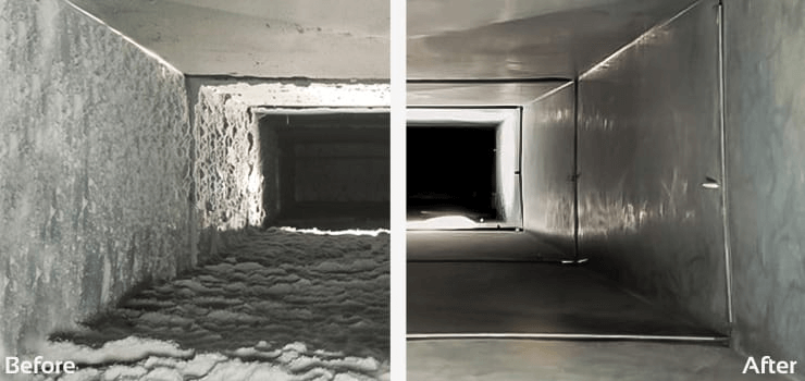Air Duct Cleaning before after duct cleaning